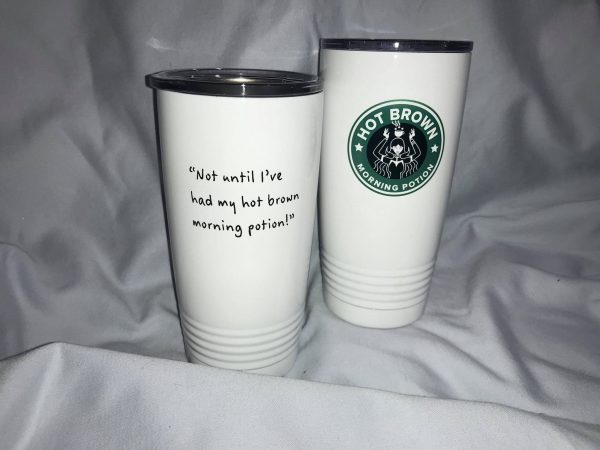 Hot Brown Morning Potion : 20 oz stainless, 20oz  white tumbler, 15 OZ ceramic coffee mug